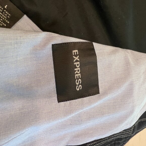 Express‎ Men's Vest Size L Patchwork Wool Blend Black Gray Stripe Herringbone - Picture 6 of 10